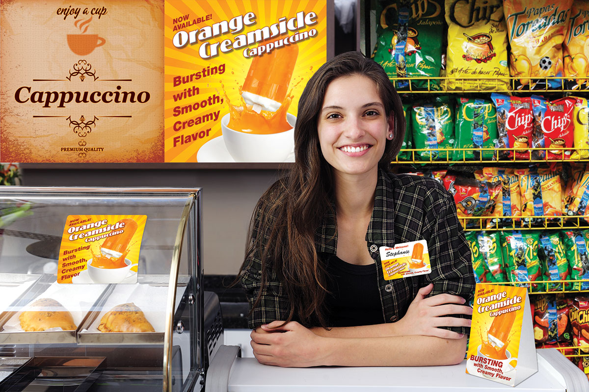custom beverage concepts orange creamsicle store display items